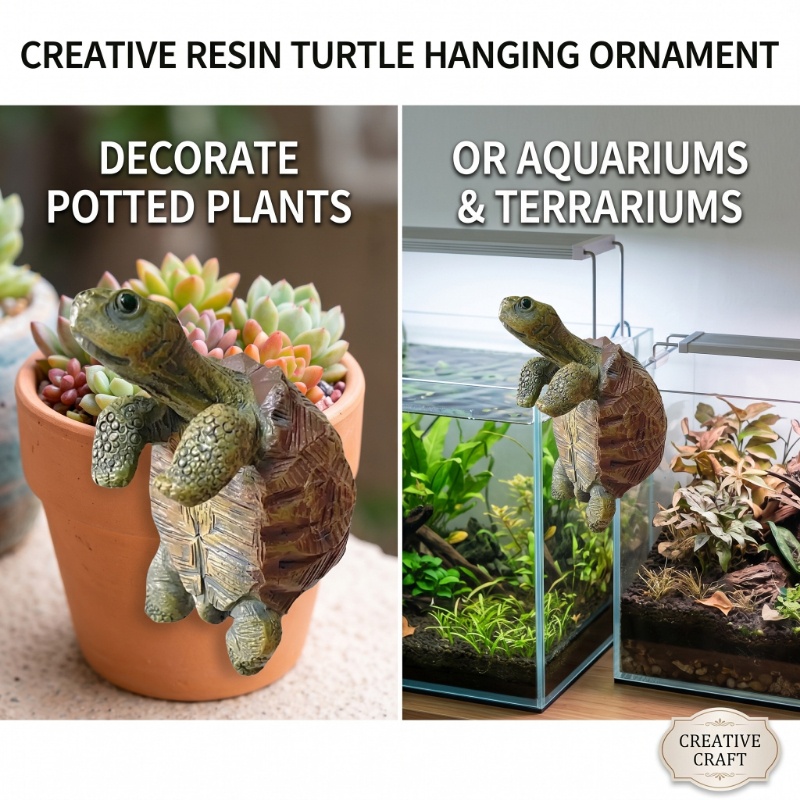 Aquarium Decoration Rock - Fishing Turtle Hanging Turtle Figurine for