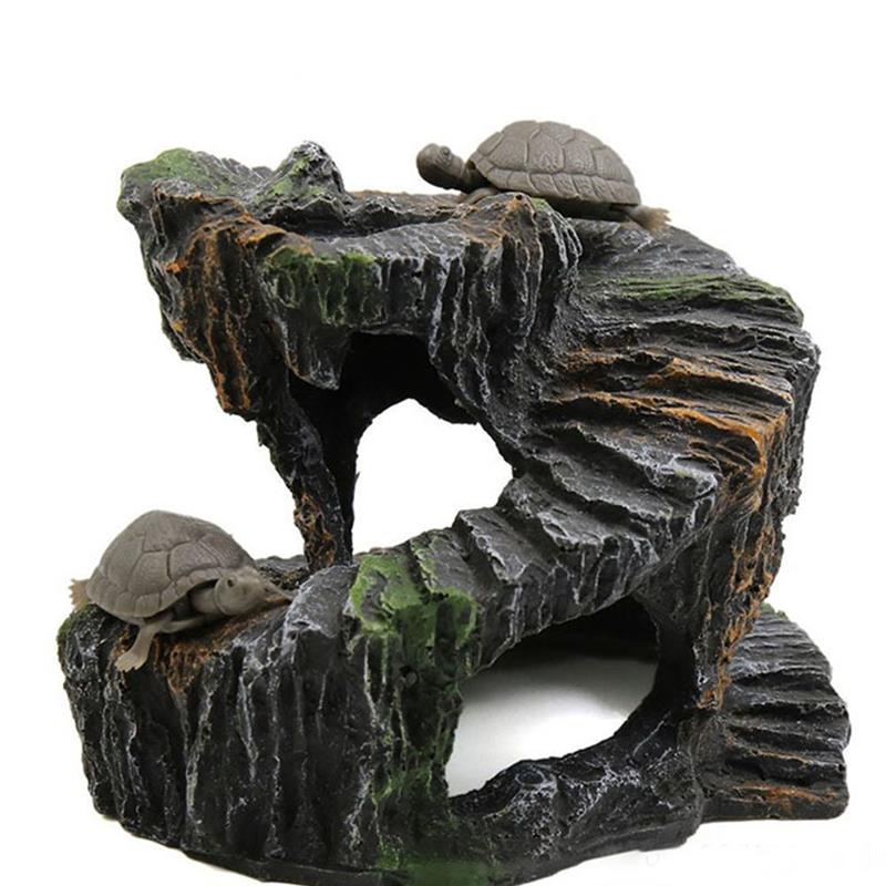 Aquarium Decoration Rock - Resin Turtle Basking Platform Reptile Aquarium