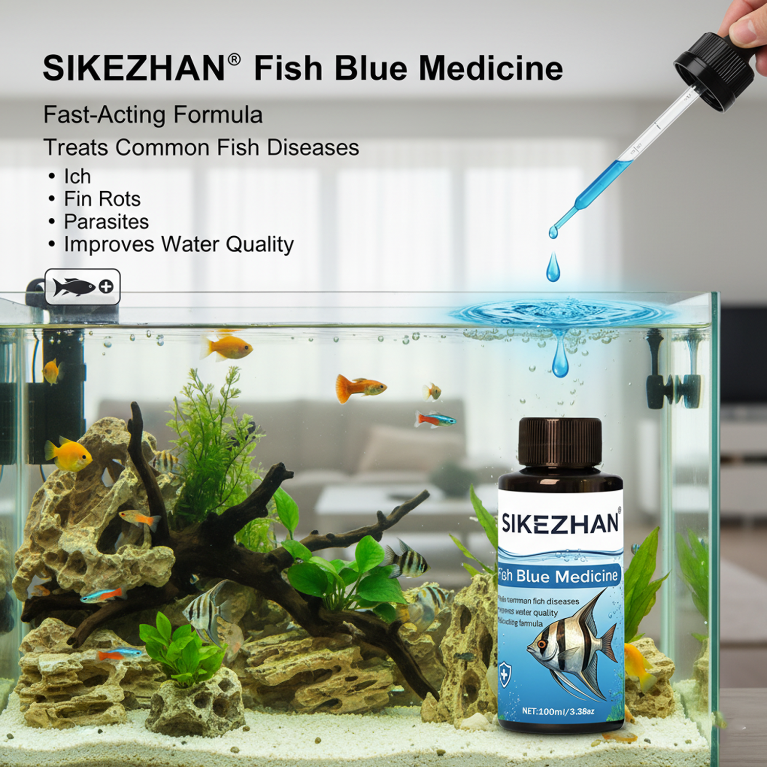 Large 500ml Methylene Blue Fis - огляд і ціна Aquarium Fish Diseases