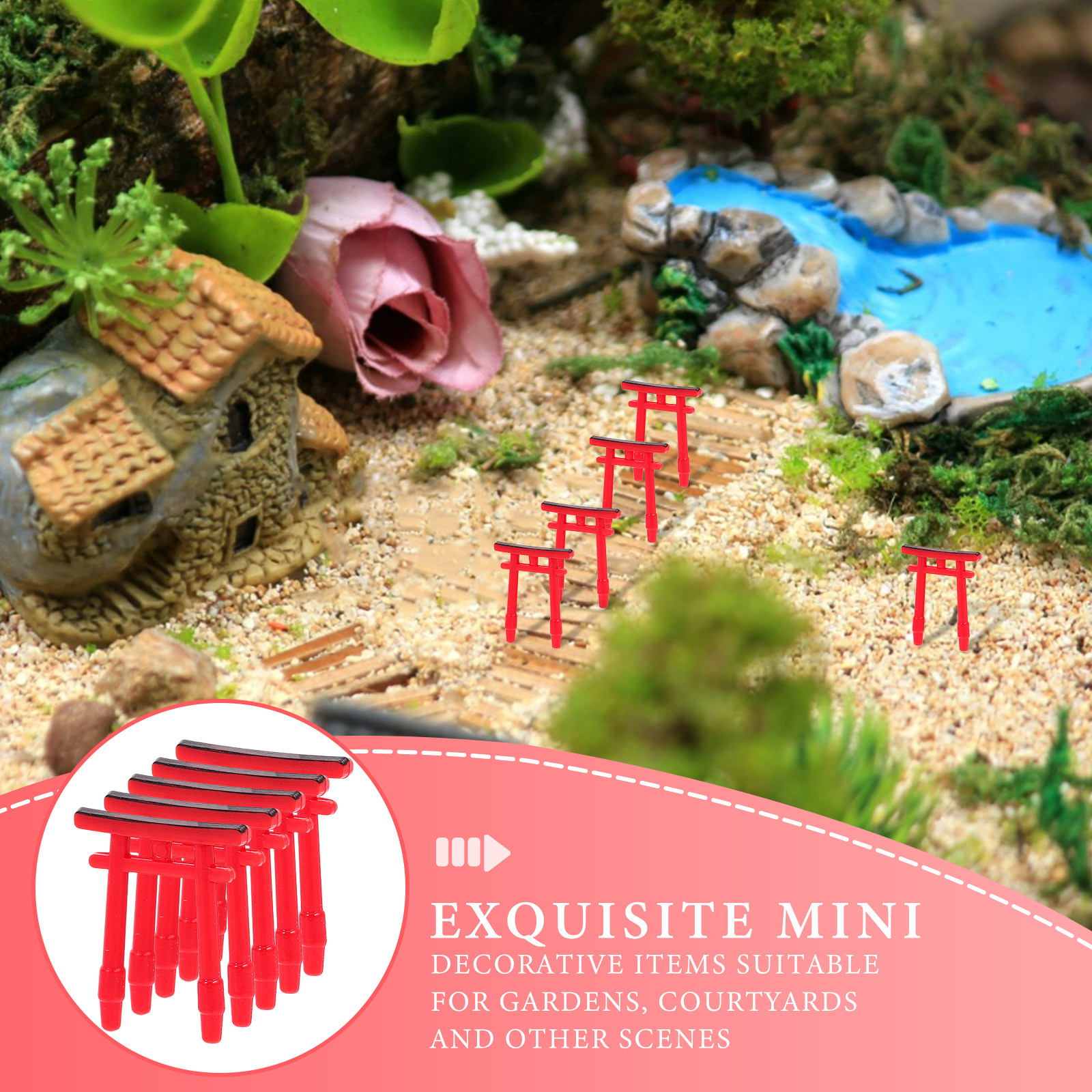5Pcs Japanese Torii Gate Minia - огляд і ціна Aquarium Fish Japanese