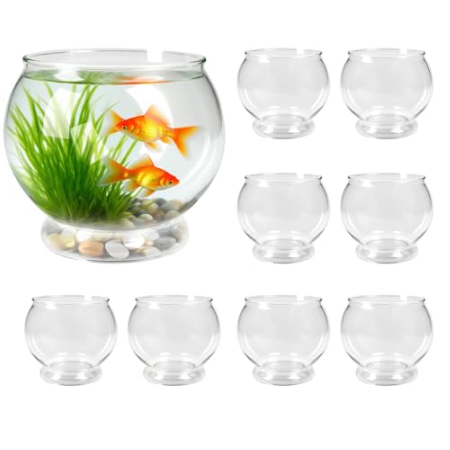 9 Pcs Fish Bowl 7.09 x 6.3 Inc - огляд і ціна Aquarium Fish Goldfish