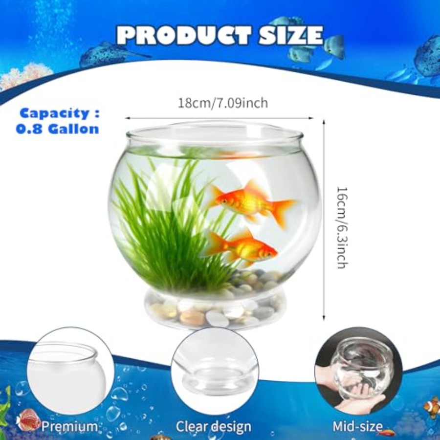 9 Pcs Fish Bowl 7.09 x 6.3 Inc - огляд і ціна Aquarium Fish Goldfish