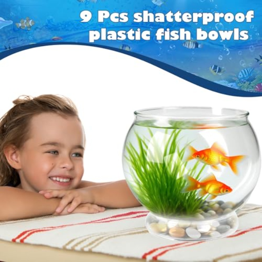 9 Pcs Fish Bowl 7.09 x 6.3 Inc - огляд і ціна Aquarium Fish Goldfish