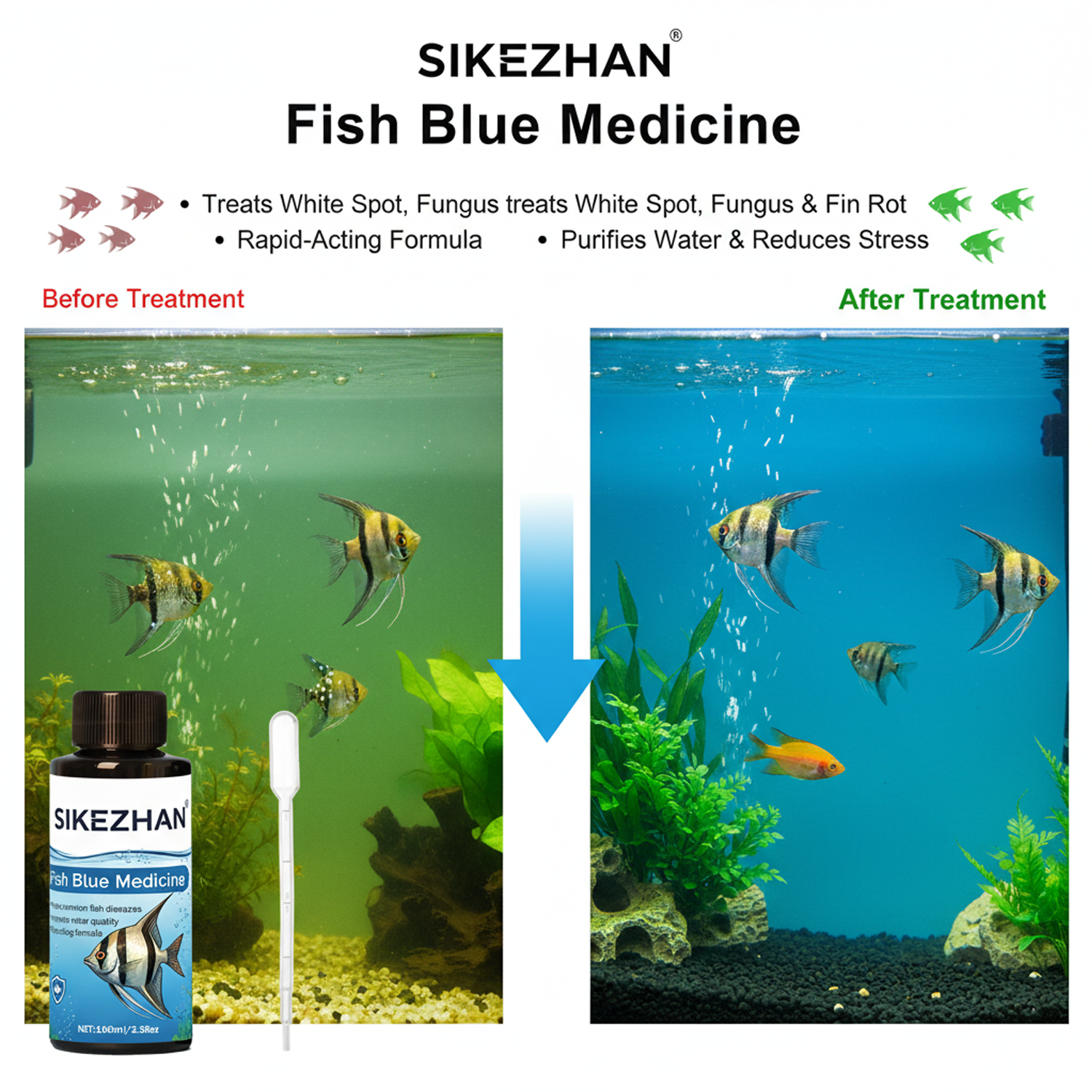 500ml Methylene Blue Solution  - огляд і ціна Aquarium Fish Diseases